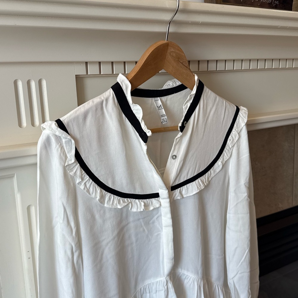 Zara White Ruffled Top - Picture 2 of 3